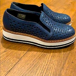 Navy blue detailed platforms, Italian Leather